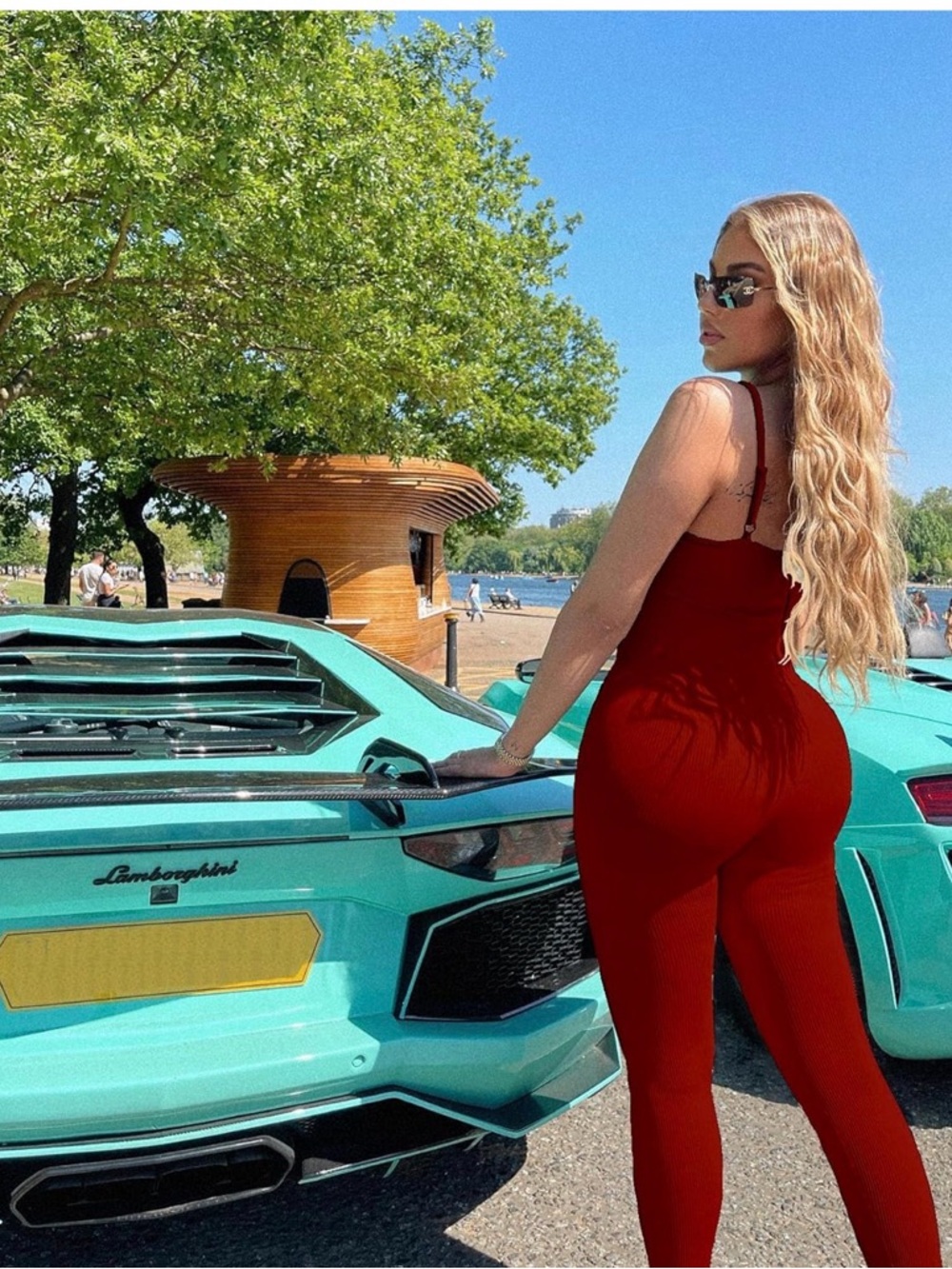 Women's Red Ribbed Jumpsuit - Sleek Fitted Style